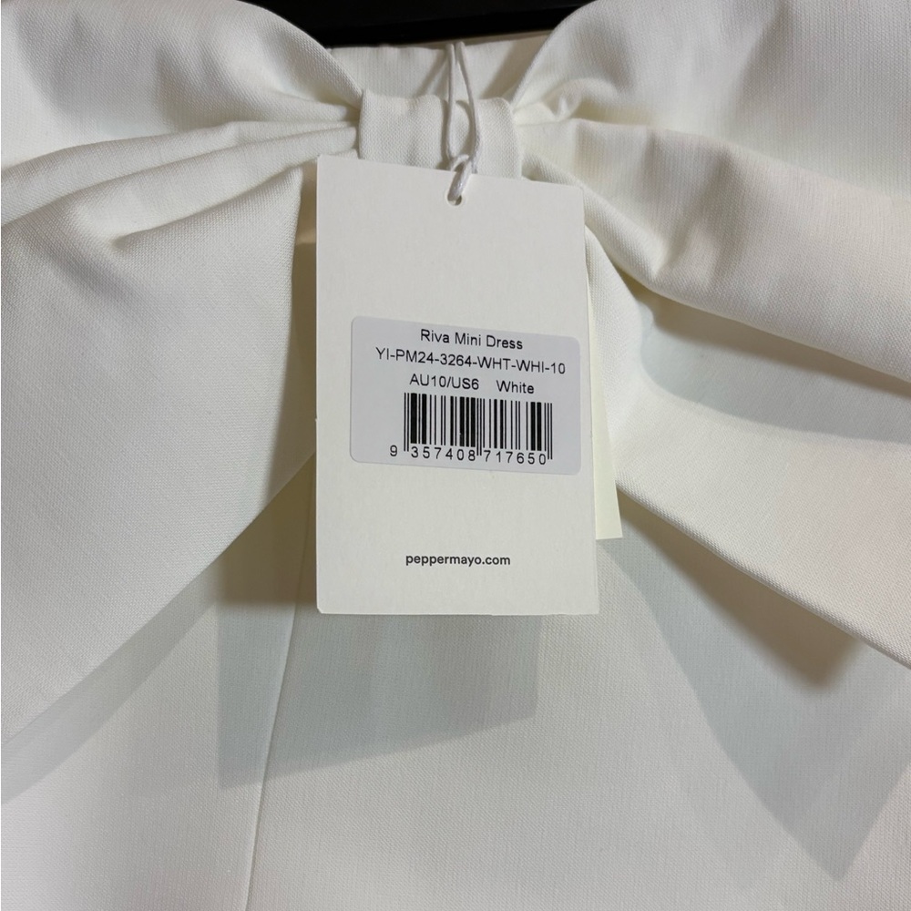Peppermayo NWT Bow Detail Riva Mini Dress White Sz 6, 12, 16 - Picture 11 of 12